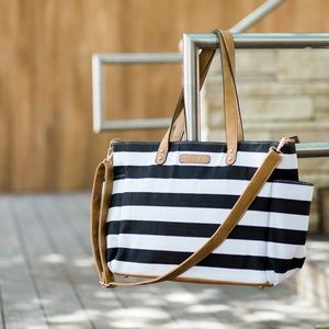 New with Blemish* Black Stripe Canvas Tote Bag